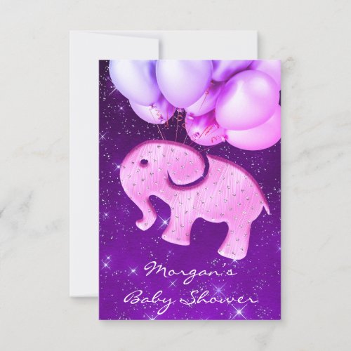 Rose Baby Shower Elephant Pink Sky Ballon Invitation