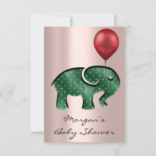 Rose Baby Shower Elephant Red Ballon Rose Invitation