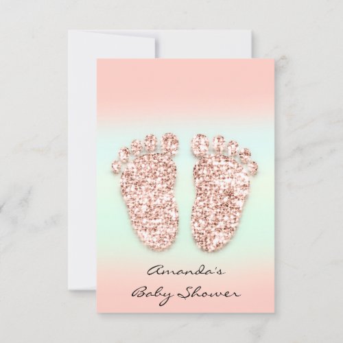 Rose Baby Shower Feet Ombre Mint Green Invitation