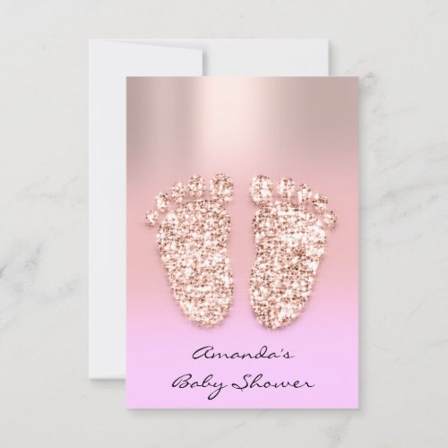 Rose Baby Shower Feet Ombre Rose Glitter Invitation