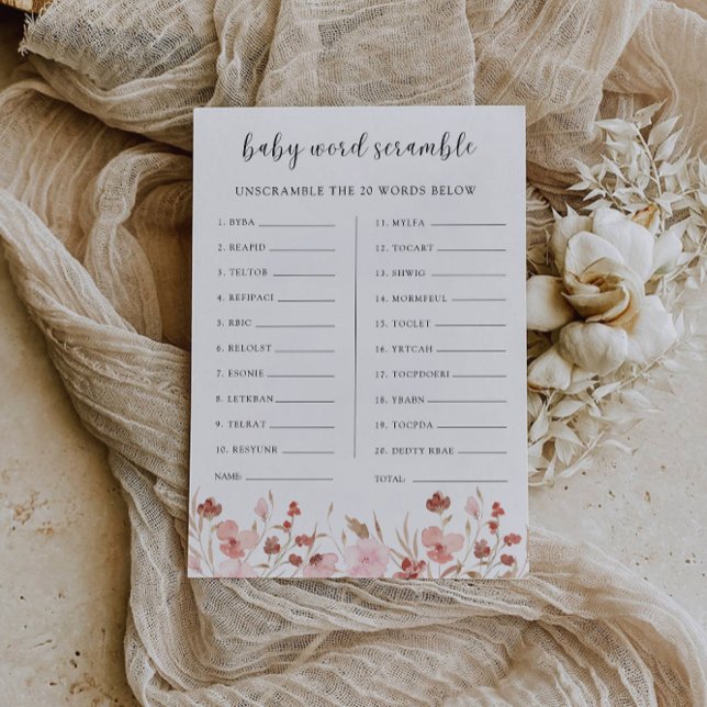 Rose Baby shower game – Word scramble Invitation (Rose Baby shower game – Word scramble Invitation)