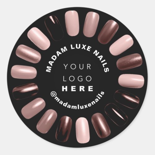Rose Back Nails Stylist Boutique VIP Custom Logo Classic Round Sticker