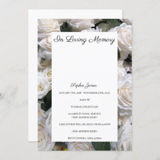 Rose Background Funeral Invitation