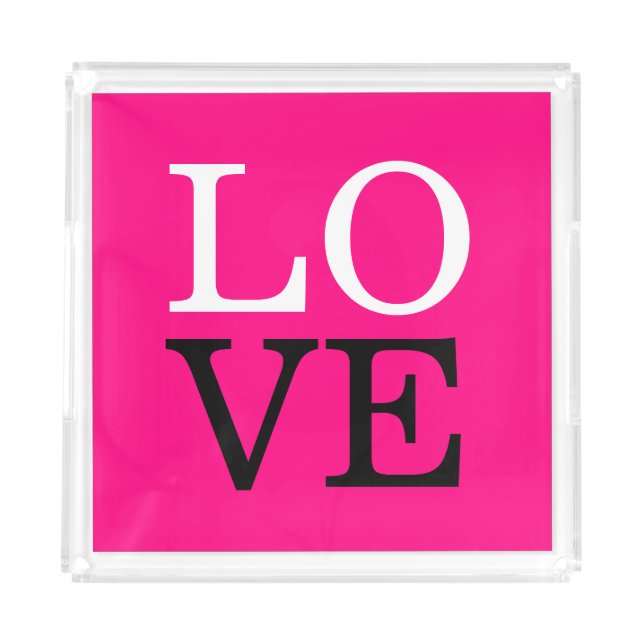 Rose Background Love Wedding Acrylic Tray (Front)