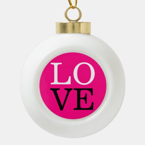 Rose Background Love Wedding Ceramic Ball Christmas Ornament