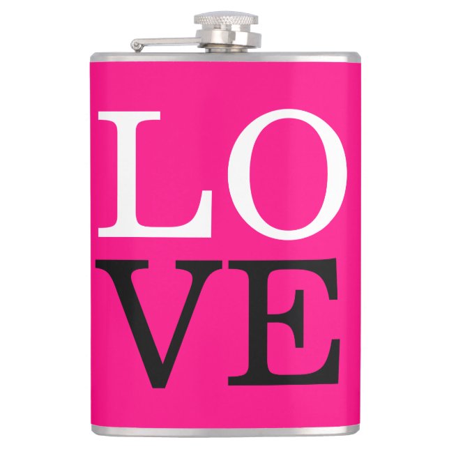 Rose Background Love Wedding Flask (Front)