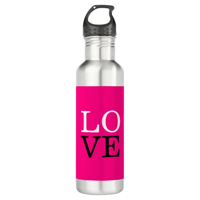 Rose Background Love Wedding Stainless Steel Water Bottle (Front)