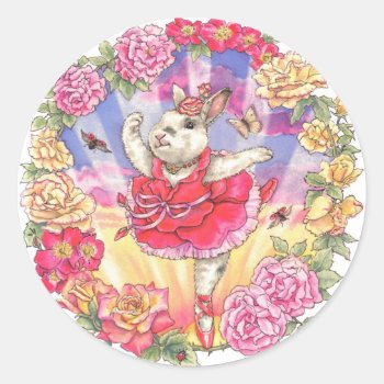 Rose Ballerina Bunny Stickers by ballerinabunny at Zazzle