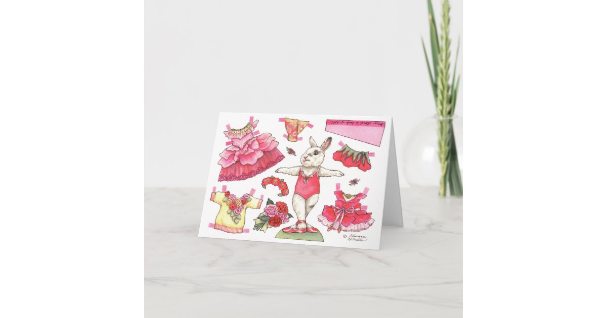 Rose Ballerina Paper Doll Birthday Card Zazzle