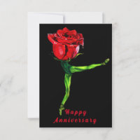Rose Ballet Dancer Happy Anniversary Card