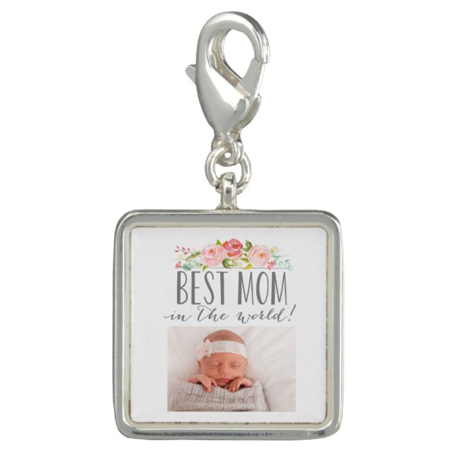 Rose Banner Best Mom In The World | Photo Charm (Front)