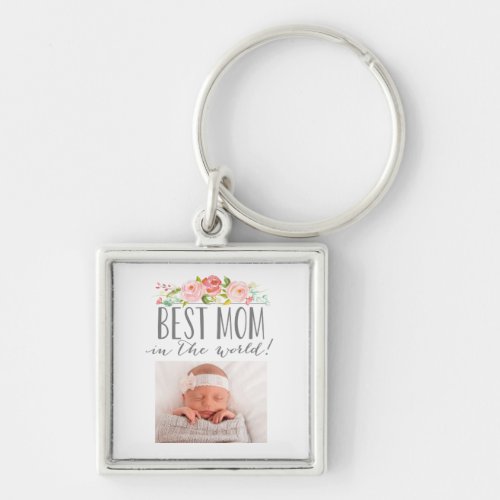 Rose Banner Best Mom In The World  Photo Keychain