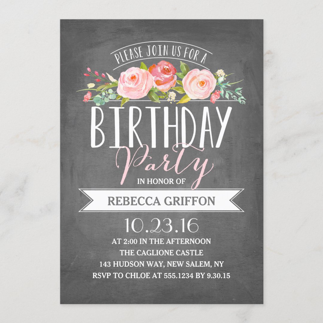 Rose Banner Birthday | Birthday Invitations