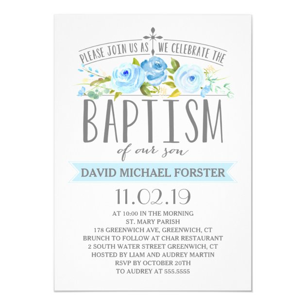 Rose Banner | Boy Baptism Invitation