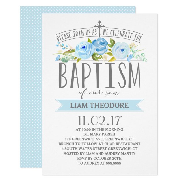Rose Banner | Boy Baptism Invitation