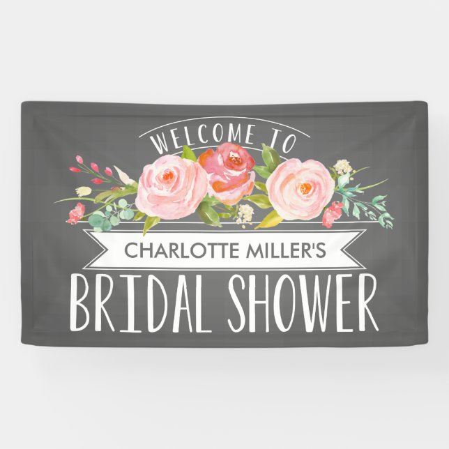 Rose Banner Bridal Shower Banner (Horizontal)