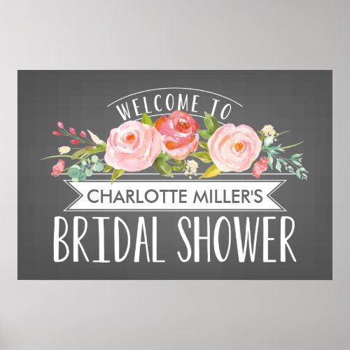 Rose Banner Bridal Shower Welcome Poster