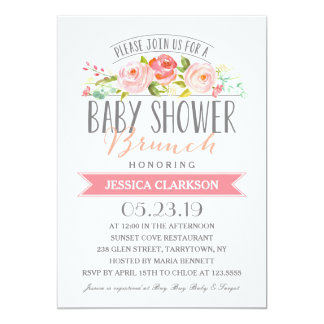 Rose Banner Brunch | Baby Shower Invitation