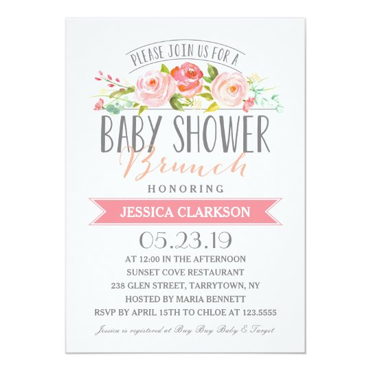 Rose Banner Brunch Baby Shower Invitation Zazzle