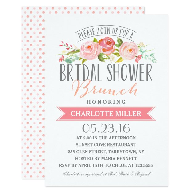 Rose Banner Brunch Bridal Shower Invitation