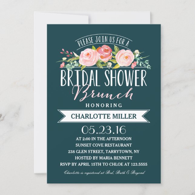 Rose Banner Brunch | Bridal Shower Invitation (Front)