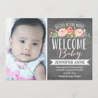 Rose Banner Chalkboard | Birth Announcement
