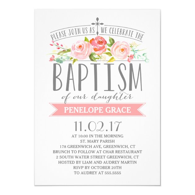 Rose Banner | Girl Baptism Invitation