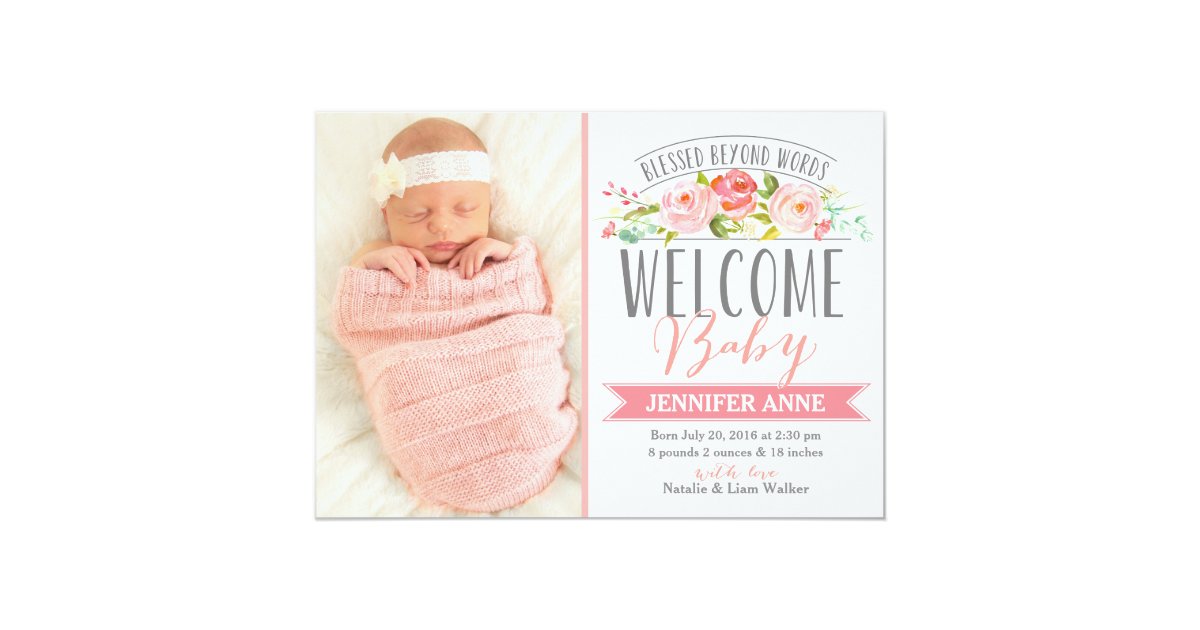 Rose Banner Girl Birth Announcement Zazzle rose-banner-girl-birth-announcement-zazzle