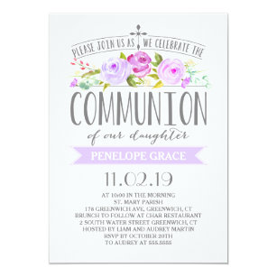 Purple First Communion 1st Holy Communion Invitations Zazzle