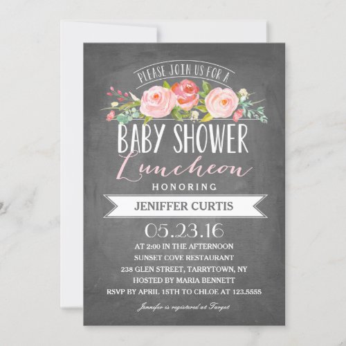 Rose Banner Luncheon  Baby Shower Invitation