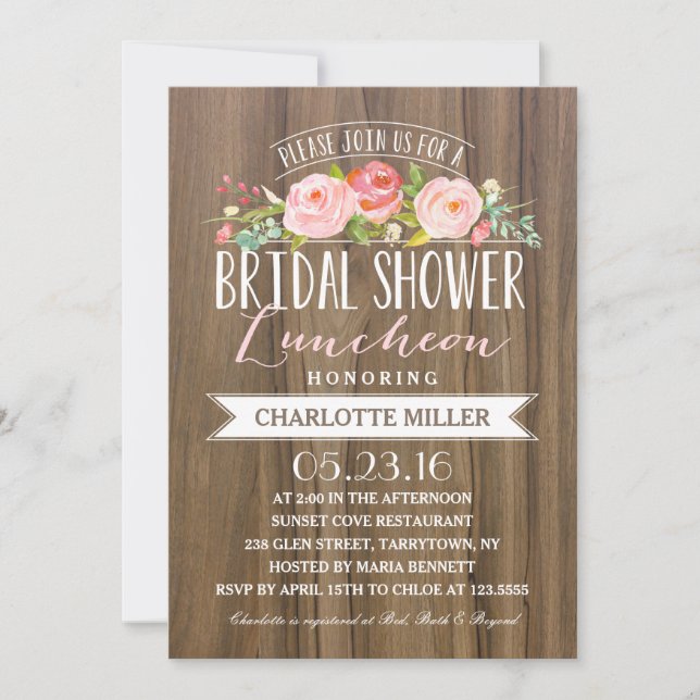 Rose Banner Luncheon | Bridal Shower Invitation (Front)