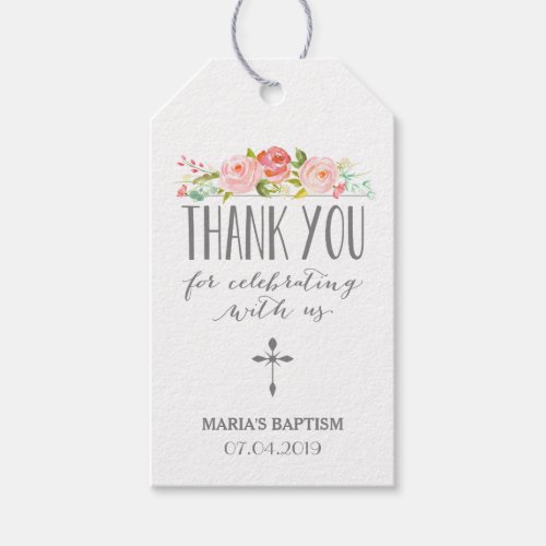 Rose Banner  Pink Religious Thank You Gift Tag