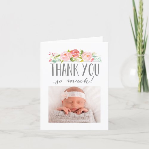 Rose Banner Thank You Card with Photo