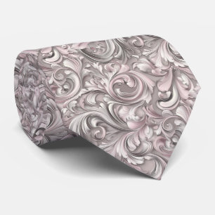 Rose Baroque Swirl Wedding Neck Tie