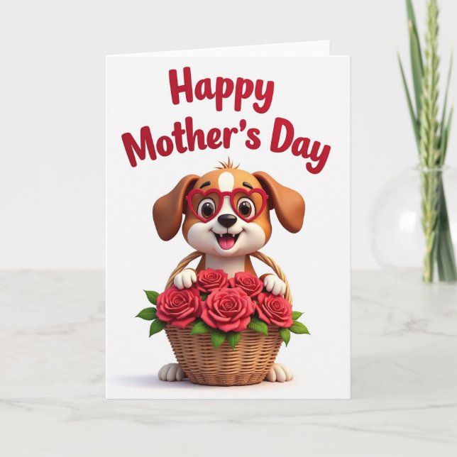 Rose Basket Canine Mothers Day Card (Front)