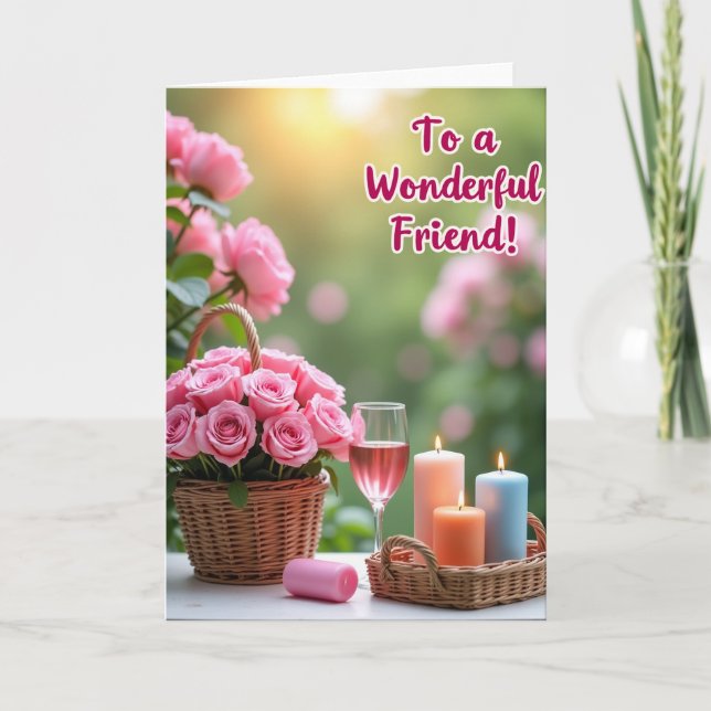 Rose Basket Wonderful Friend Card (Front)