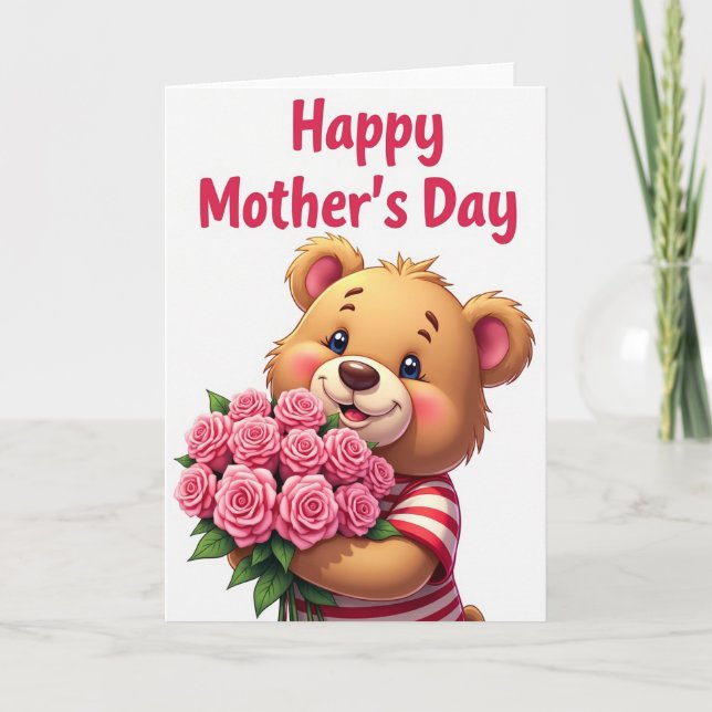 Rose Bear Mothers Day Card (Front)