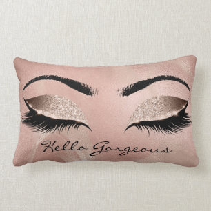 Rose Beauty Marble Makeup Lashes Hello Gorgeous Lumbar Pillow
