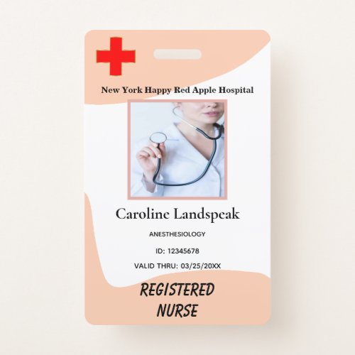 Rose Beige Employee Photo Logo for Hospital Nurse Badge