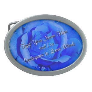 Rose Belt Buckle Personalize Blue Rose Buckle