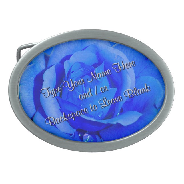 Rose Belt Buckle Personalize Blue Rose Buckle (Front)