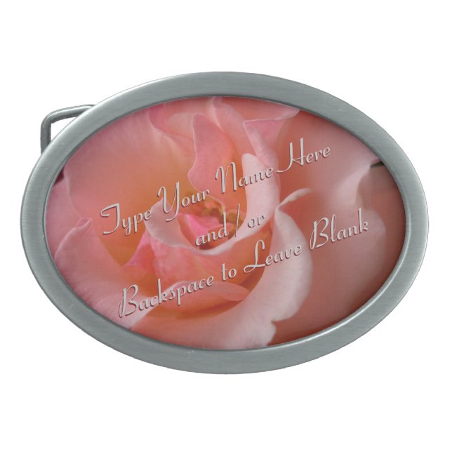 Rose Belt Buckle Personalize Peach Rose Buckle (Front)