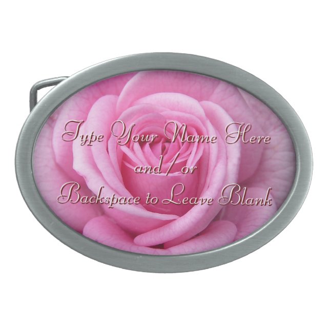 Rose Belt Buckle Personalize Pink Rose Buckle (Front)