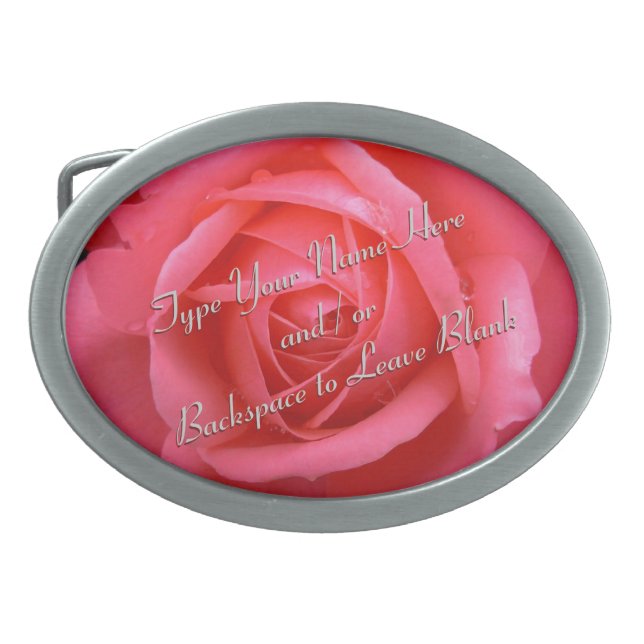 Rose Belt Buckle Personalize Red Rose Belt Buckle (Front)