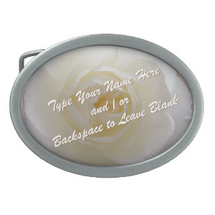 Rose Belt Buckle Personalize White Rose Buckle