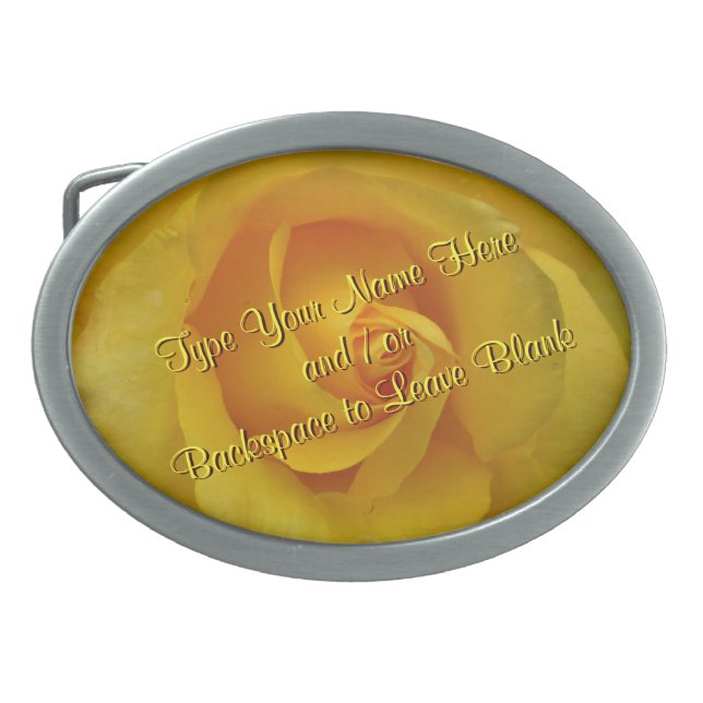 Rose Belt Buckle Personalize Yellow Rose Buckle (Front)