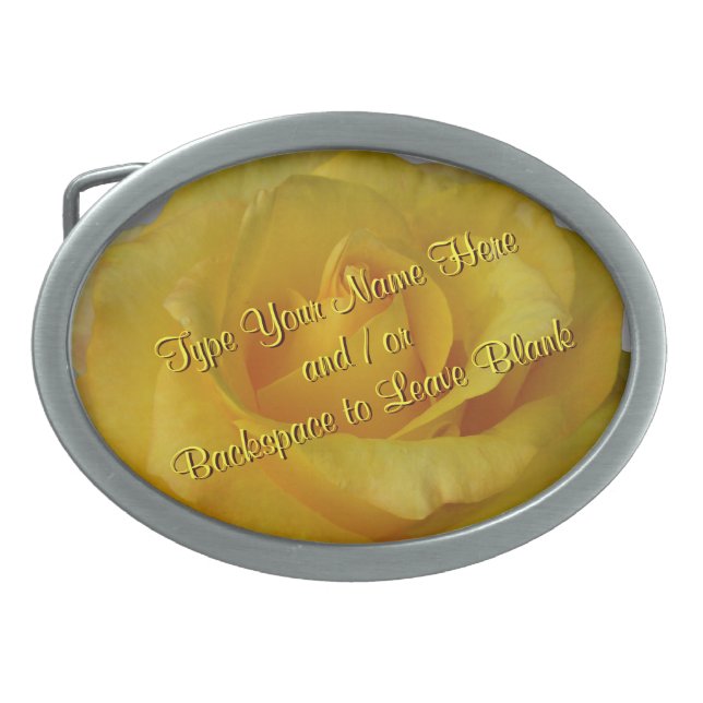 Rose Belt Buckle Personalize Yellow Rose Buckle (Front)