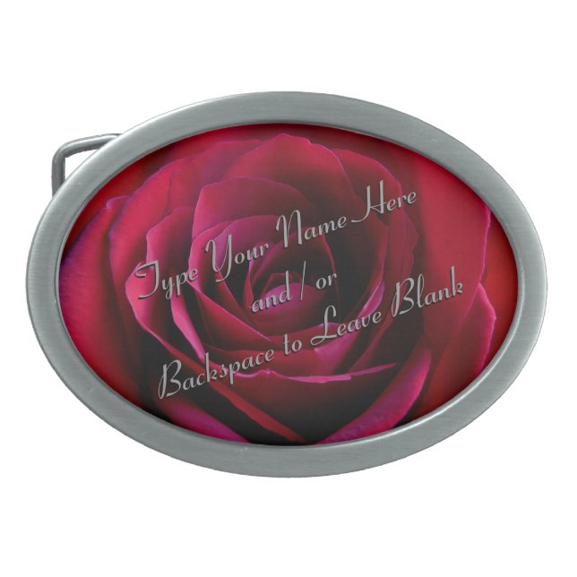 Rose Belt Buckle Personalized Red Rose Belt Buckle (Front)