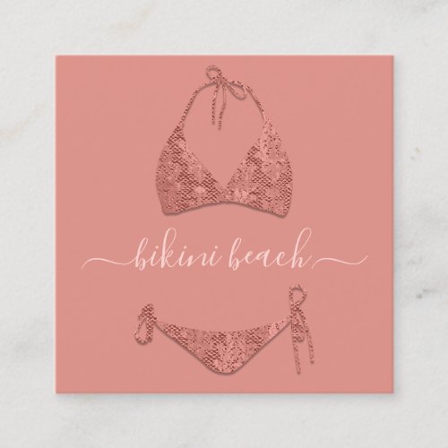 Rose Bikini Lingerie Beach Costume Underwear Shop Square Business Card
