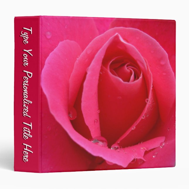 Rose Binder Hot Pink Rose School Binder (Front/Spine)